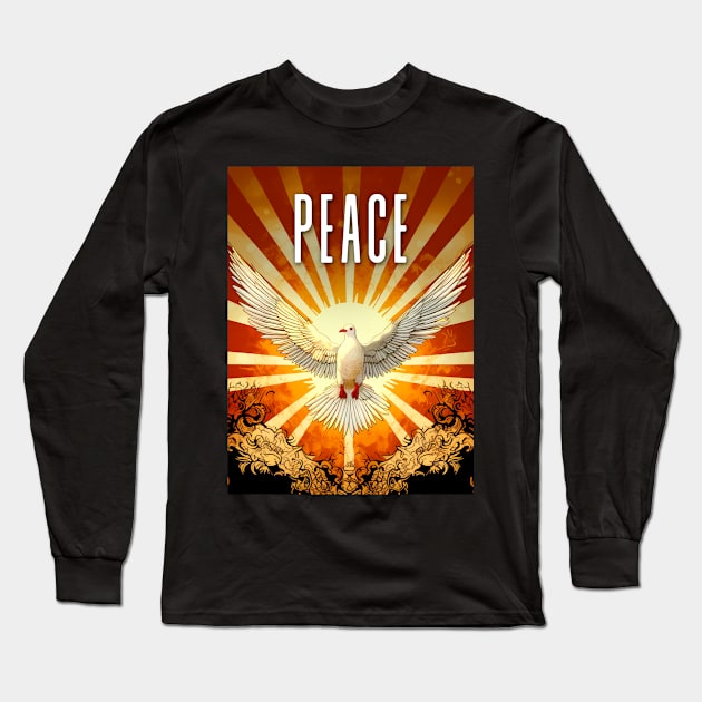 PEACE: Peaceful and Sustainable Coexistence on a Dark Background Long Sleeve T-Shirt by Puff Sumo